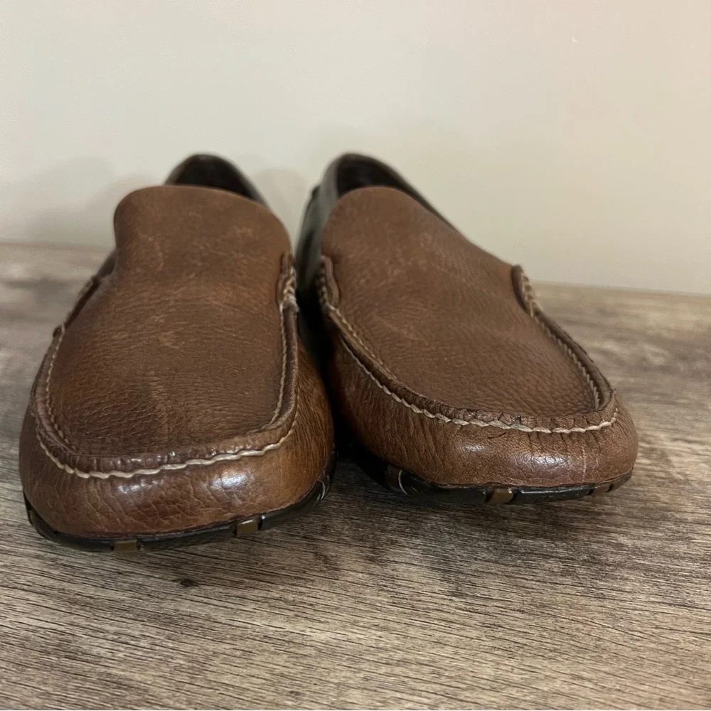 GBX babalu textured Brown leather loafers brown Men’s sz 9 Driving Mocs Slip On